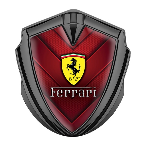 Ferrari Emblem Auto Zeichen Graphit Tonfarbe mit Rote V Form Elemente und Gelb logo