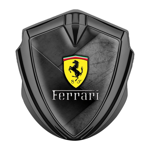 Ferrari Emblem Aufkleber Autozubehor Graphit Tonfarbe mit Kreuztexturen Der Basis und Gelb Logo