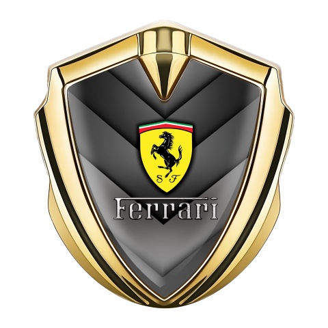 Ferrari Selbstklebendes Metallaufkleber Emblem Goldtonfarbe mit V Form Elemente Design