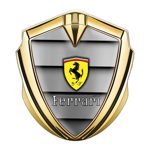 Ferrari Seitenflugel Emblem Aufkleber Goldtonfarbe mit Graue Motorabdeckung Effekt
