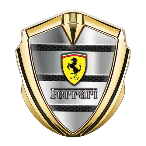 Ferrari Abzeichen selbstklebend Goldtonfarbe mit 3D Auflage