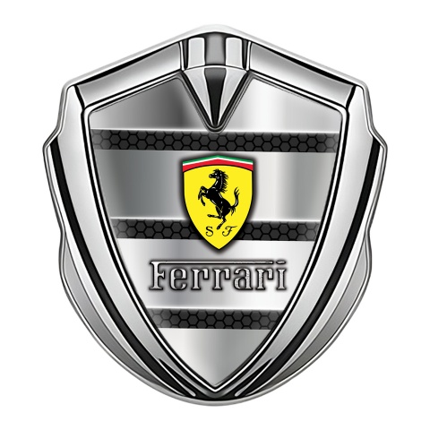 Ferrari Abzeichen selbstklebend Silbertonfarbe mit 3D Auflage