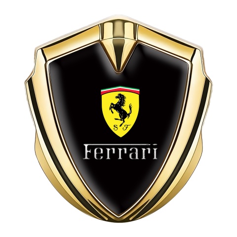 Ferrari Emblem Aufkleber Autozubehor Goldtonfarbe mit Schwarz Basis und Sauberes Logo