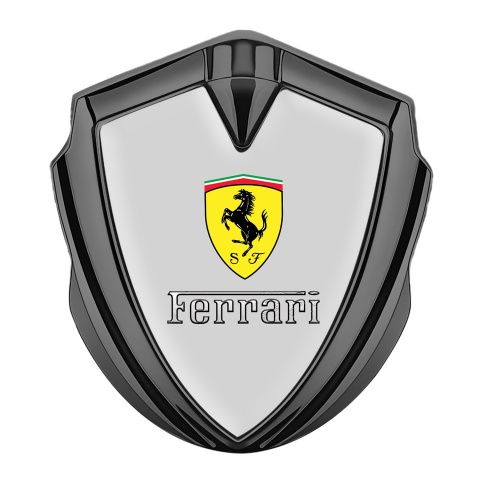 Ferrari Seitenflugel Emblem Aufkleber Graphit Tonfarbe mit Grau Fundament und Standart Logo