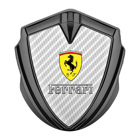 Ferrari Emblem Abzeichen Graphit Tonfarbe mit Weiss Kohlenstoff Version