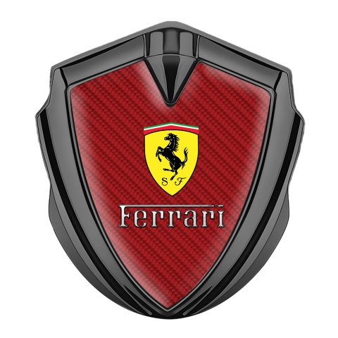 Ferrari Abzeichen selbstklebend Graphit Tonfarbe mit Rote Kohlenstoff Version