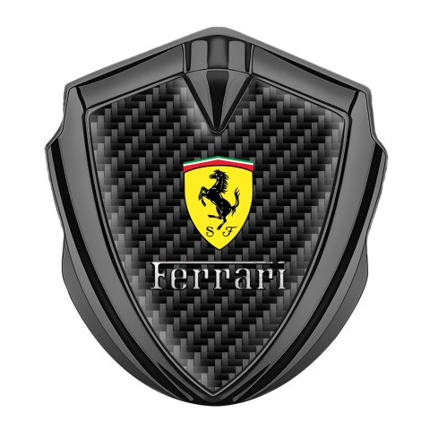 Ferrari Emblem Abzeichen selbstklebend Graphit Tonfarbe mit Schwarz Kohlenstoff Version