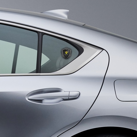 Ferrari Emblem Abzeichen selbstklebend Graphit Tonfarbe mit Schwarz Kohlenstoff Version