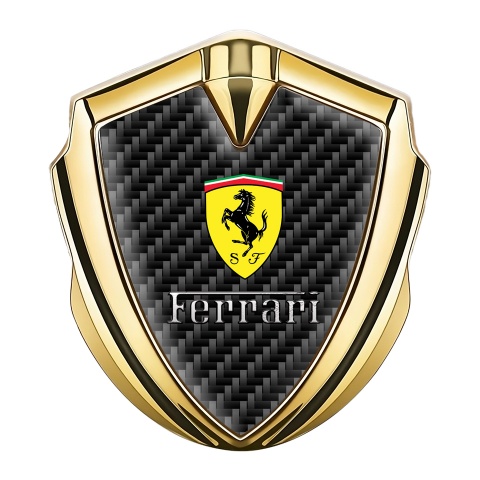 Ferrari Emblem Abzeichen selbstklebend Goldtonfarbe mit Schwarz Kohlenstoff Version