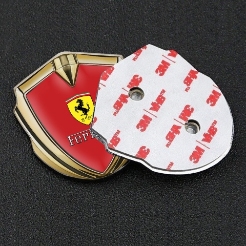 Ferrari Emblem Auto Zeichen Goldtonfarbe Rote Version