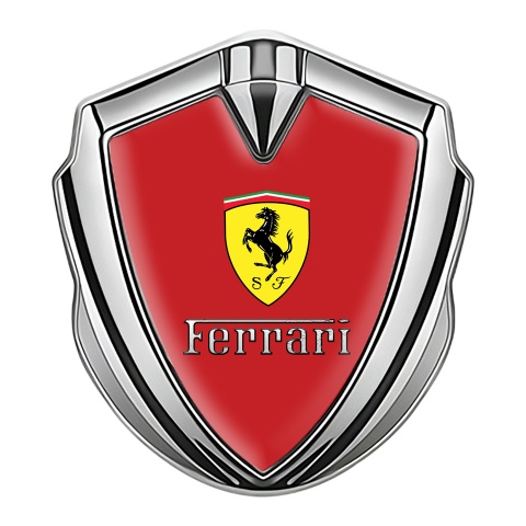 Ferrari Emblem Auto Zeichen Silbertonfarbe Rote Version