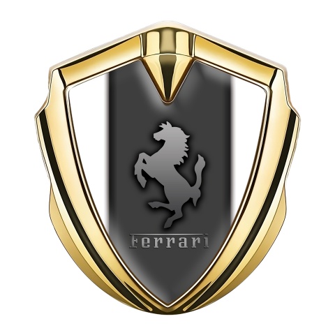 Ferrari Emblem Abzeichen Goldtonfarbe mit Weiss basis und Graphite Panel Logo