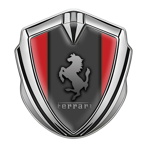 Ferrari Bodyside Badge Self Adhesive Silver Grey Plate Red Sidelines