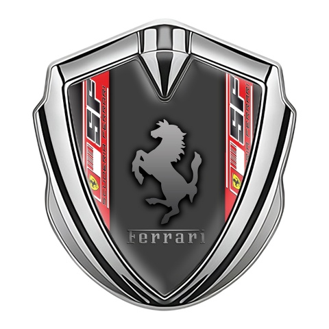 Ferrari 3D Car Metal Emblem Silver Grey Scuderia Edition