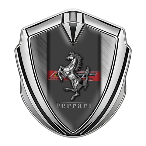 Ferrari Self Adhesive Bodyside Badge Silver Brushed Scuderia Design
