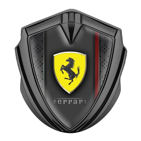 Ferrari Metal Emblem Self Adhesive Graphite Dark Mesh Red Lining Design