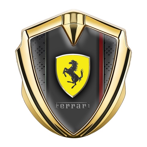 Ferrari Metal Emblem Self Adhesive Gold Dark Mesh Red Lining Design