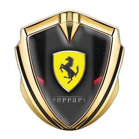 Ferrari 3D Car Metal Emblem Gold Dark Wall Classic Logo Edition