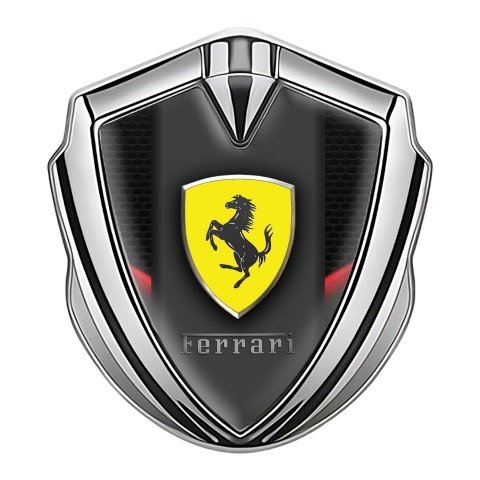 Ferrari 3D Car Metal Emblem Silver Dark Wall Classic Logo Edition