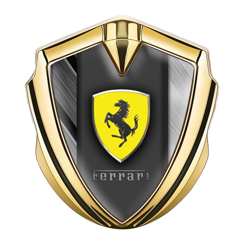 Ferrari Bodyside Emblem Gold Brushed Metal Plates Design
