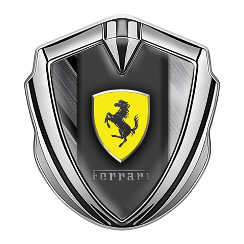 Ferrari Bodyside Emblem Silver Brushed Metal Plates Design