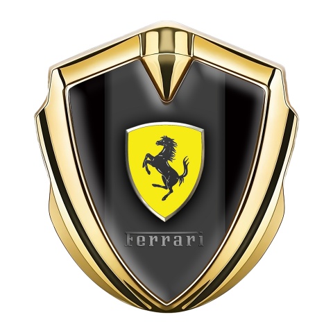 Ferrari Fender Emblem Badge Gold Black Classic Shield Design