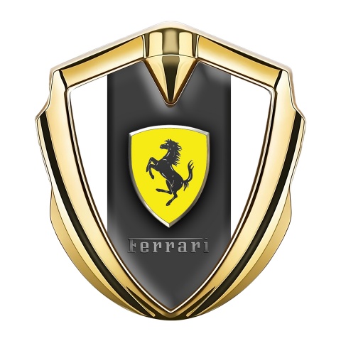 Ferrari Metal Emblem Self Adhesive Gold White Sides Shield Logo