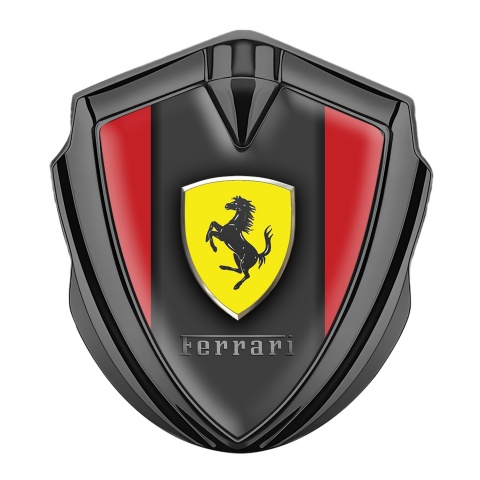 Ferrari 3D Car Metal Emblem Graphite Red Sides Shield Logo Design