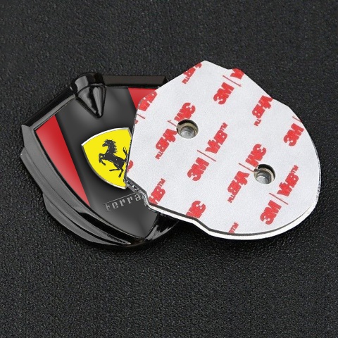 Ferrari 3D Car Metal Emblem Graphite Red Sides Shield Logo Design