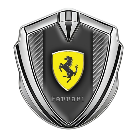 Ferrari Fender Emblem Badge Silver Carbon Effect Shield Logo