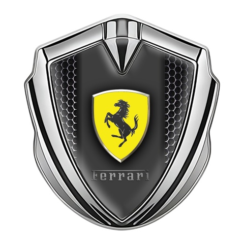 Ferrari Fender Metal Emblem Badge Silver Hex Template Edition