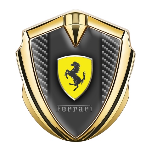 Ferrari Trunk Emblem Badge Gold Dark Carbon Effect Edition