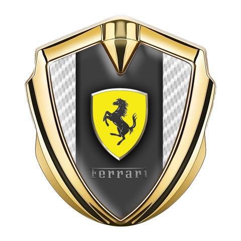 Ferrari Self Adhesive Emblem Gold White Carbon Classic Shield