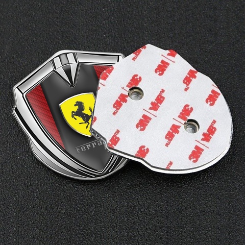 Ferrari 3D Car Metal Emblem Silver Red Carbon Yellow Shield