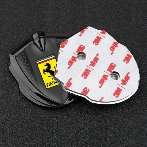 Ferrari Bodyside Badge Self Adhesive Graphite Dark Grid Rectangle Logo