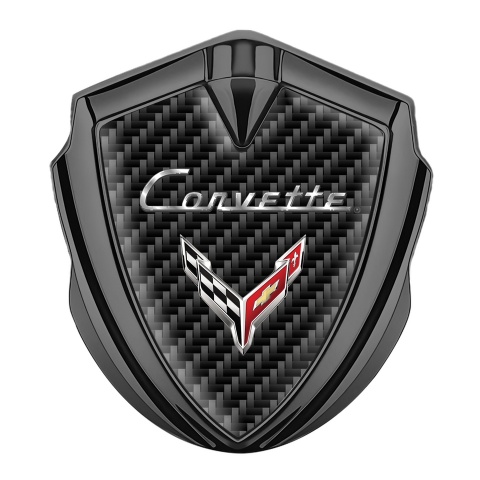 Chevrolet Corvette Trunk Metal Badge Graphite Dark Carbon Design