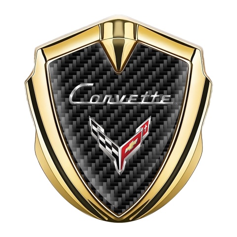 Chevrolet Corvette Trunk Metal Badge Gold Dark Carbon Design