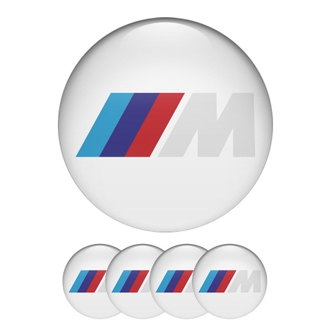 BMW M Power Domed Stickers Wheel Center Cap White Nuance 