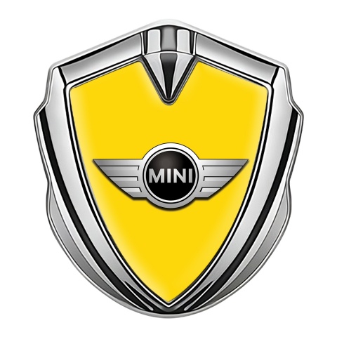 Mini Cooper Emblem Aufkleber Autozubehor Silbertonfarbe mit Gelb Basis und Klassisch Logo