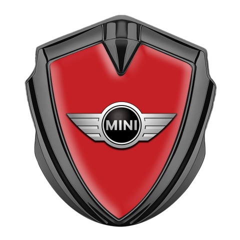 Mini Cooper Emblem Logo Schriftzug Aufkleber Graphit Tonfarbe mit Rot Vorlage Klassisch Design