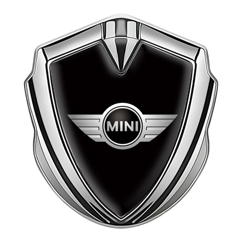 Mini Cooper Emblem Abzeichen Silbertonfarbe mit Schwarz Vorlage und Klassisch Logo