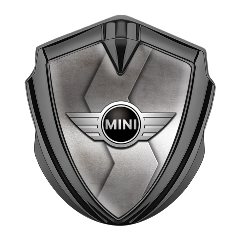 Mini Cooper Emblem Abzeichen selbstklebend Graphit Tonfarbe mit Metallschnitt Design