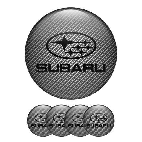 Subaru Domed Stickers Wheel Center Cap Black Logo and Carbon Print