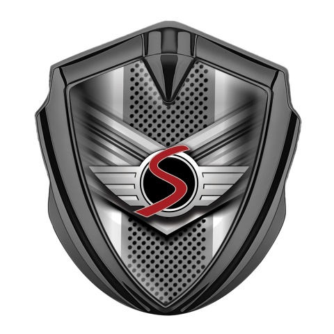 Mini Cooper S Seitenflugel Emblem Aufkleber Graphit Tonfarbe mit V-formig Basis Design