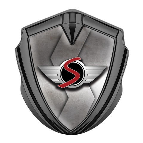 Mini Cooper S Emblem Abzeichen Graphit Tonfarbe mit Fase Basis Auflage