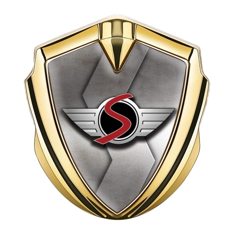 Mini Cooper S Emblem Abzeichen Goldtonfarbe mit Fase Basis Auflage