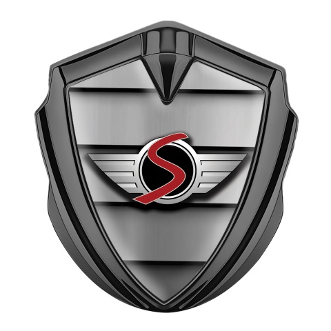 Mini Cooper S Seitenflugel Emblem Aufkleber Graphit Tonfarbe mit Metalljalousien Ausfuhrung