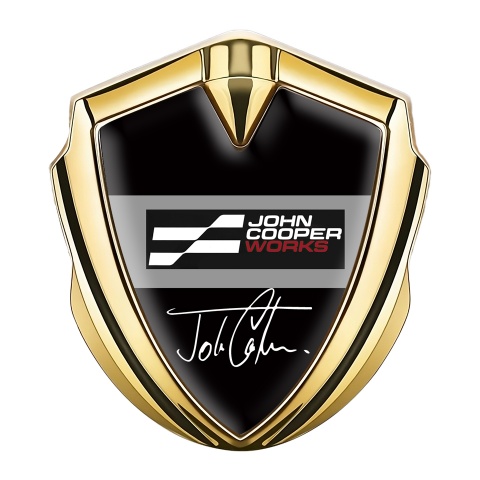 Mini Cooper Emblem Abzeichen Goldtonfarbe Mit Schwarz Basis und John Cooper Works Logo