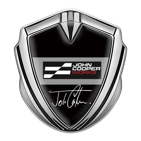 Mini Cooper Emblem Abzeichen Silbertonfarbe Mit Schwarz Basis und John Cooper Works Logo