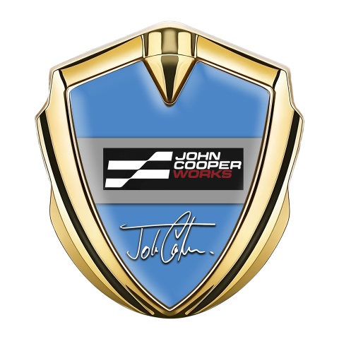 Mini Cooper Emblem Aufkleber Autozubehor Goldtonfarbe Mit Blau Basis und John Cooper Works Logo